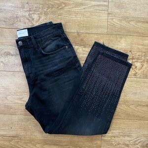 Current Elliott | Black High Rise Cropped Jeans |